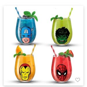 Marvel Heroes Stemless Drinking Glasses 19 oz - Set of 4